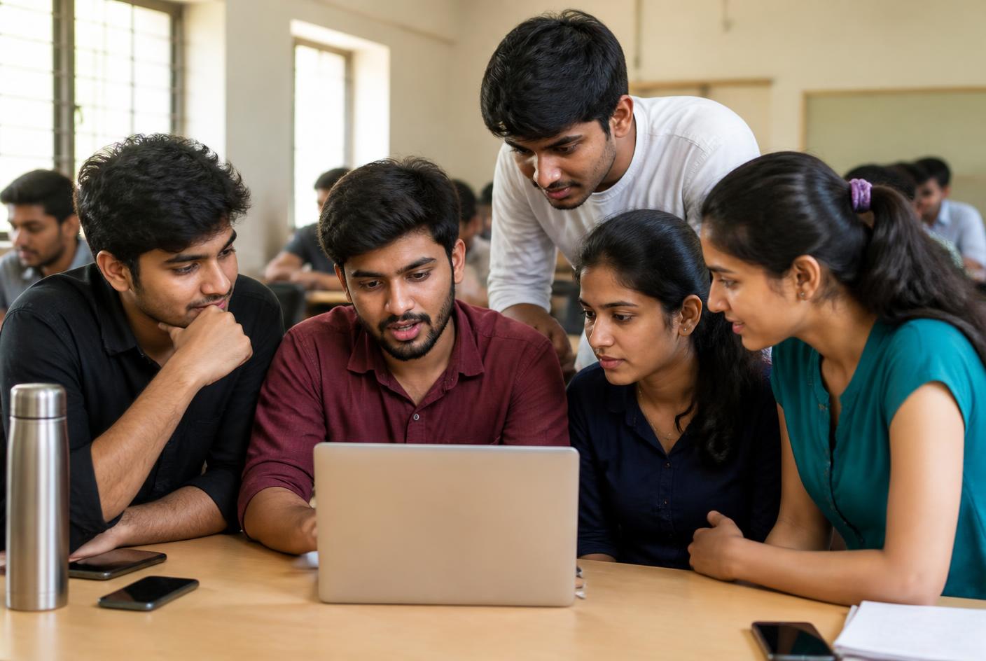 Students collaborating on a Tek Campus internship sprint